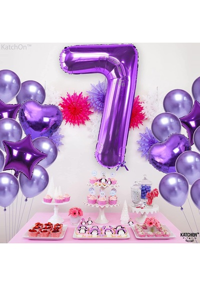 7 Yedi Rakam Mor Folyo Balon 32"-34" Inc 80 cm