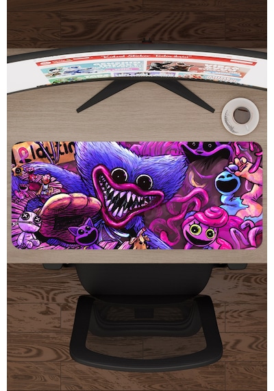 Poppy Playtime Kaymaz Dikişli Kauçuk Oyuncu Mousepad V1 - 70x30 Xl Gaming Mouse Pad Fare Altlığı