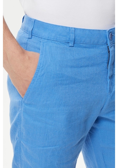 Lacoste Men's Slim Fit Bermuda Shorts Erkek Dar Kesim Keten Bermuda Şort Mavi