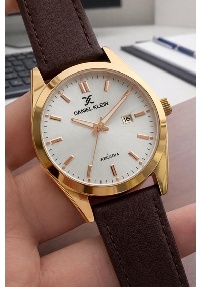 Daniel Klein Deri Kordon Takvimli Kadran 2 Yıl Garantili 3 Atm Dayanıklı Erkek Kol Saati E14272-4 Rose Gold