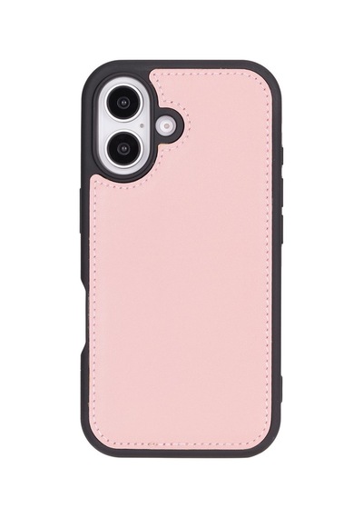 Plm Apple İphone 16 Plus Uyumlu, Hakiki Deri, El Yapımı, Cüzdanlı Kılıf, Toz Pembe Acı Kahverengi