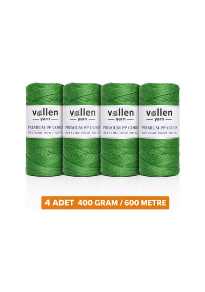 600m Polyester Makrome Ipi, Supla Ipi, Çanta Ipi, Bileklik Ipi,makrame,yeşil 1.5mm-400gr