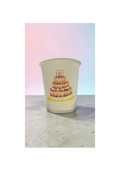 Pasta Parti Doğumgünü Etkinlik Temalı Tek Kullanımlık 7 Oz 100 Adet Karton Bardak 1