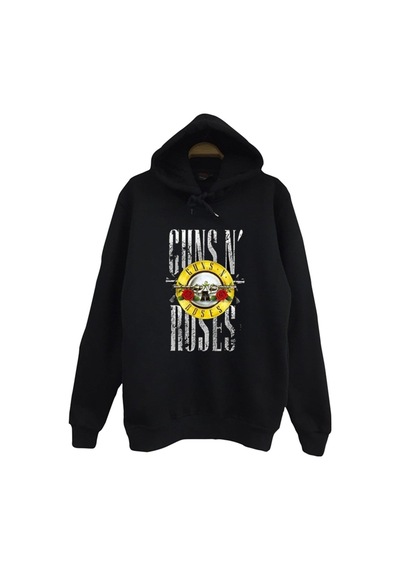 Guns N Roses Baskılı Kapüşonlu Sweatshirt Siyah