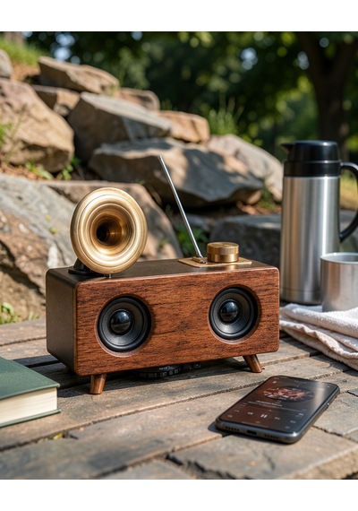 Bluetooth Hoparlör Ahşap Klasik Retro Gramofon Uuczb6speaker3-1