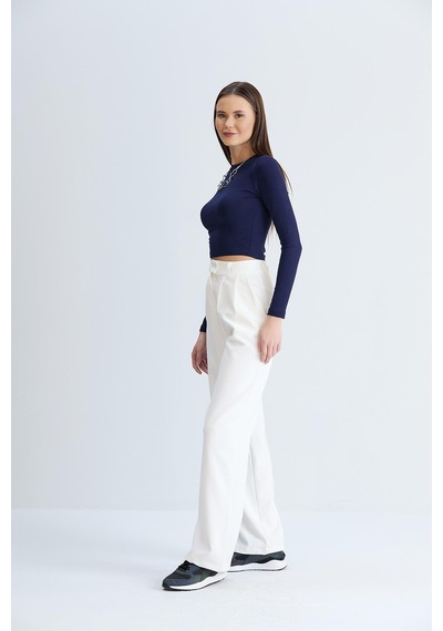 Sortie Collection Rahat Kesim Klasik Model Kumaş Pantolon Ekru