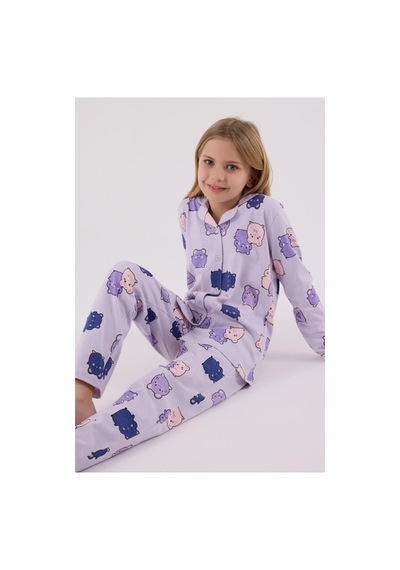 Rolypoly Kız Çocuk Gömlek Pijama Lila Mor/3-4yas