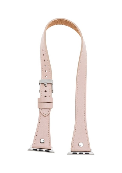 Bouletta Apple Uyumlu  Watch Deri Kordon 38-40-41mm Slim Double Tour ST NU1 Pembe