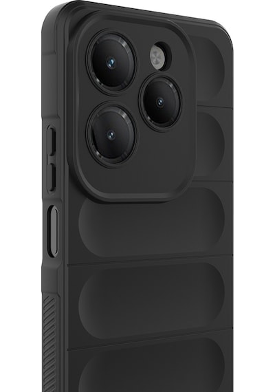 Zore İnfinix Hot 40 Pro Kılıf Esnek Tpu Oyuklu Arka Yüzey Tasarımlı Etnik Silikon Siyah