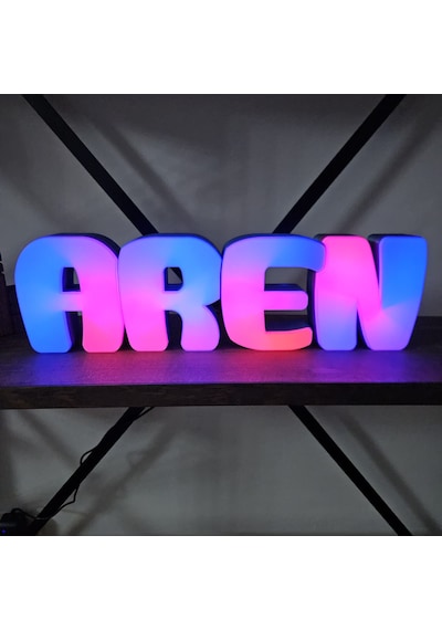 Argb Led Li Dekoratif İsim Kutusu Kişiye Özel 4 Harf