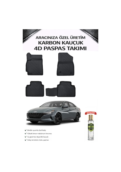 Hyundai Elentra 2022 Model Aracınıza Özel Karbon Kauçuk Paspas Takımı