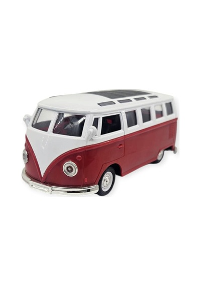 Çek Bırak Klasik T1 Vosvos Minibüs Oyuncak Araba - 14 Cm Nostaljik Hippi Van Lisinya Kırmızı