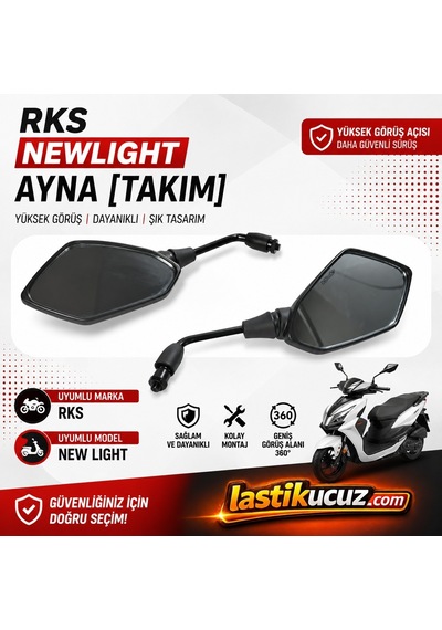 Rks New Light Motosiklet Ayna Takımı Sağ Sol Dikiz Aynası Scooter Aynası Orijinal Uyumlu Siyah