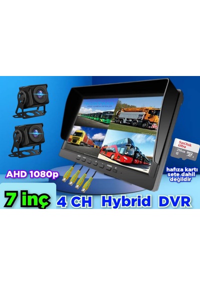 7'' Dvr Ekran 2 Ad 180 Derece Balık Gözü Lens Ahd Kamera Set12 V