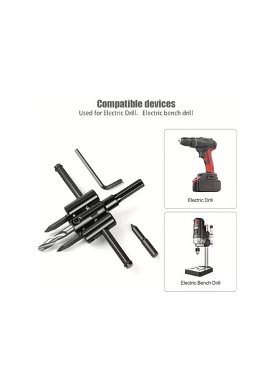 Jouis Panç Delme Ayarlanabilir Alçı Panç Delme Aparatı 2 Bıçaklı Daire Testeresi 30mm-200mm