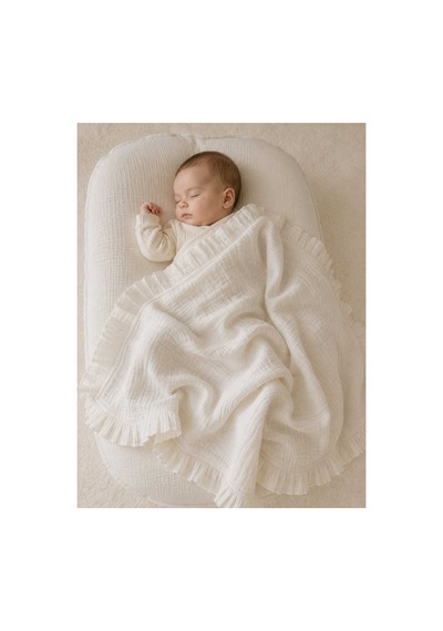 Fırfırlı Müslin Bebek Örtüsü 85x85 Cm Battaniye, Puset Ve Emzirme Örtüsü