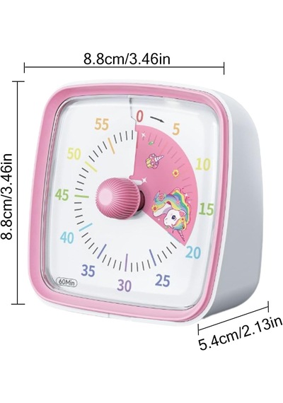 Yunbaoit Gece Işıklı Beyaz, Renkli Gökkuşağı Tasarımlı 60 Dakikalık Mekanik Mutfak Ve Çocuk Zamanlayıcı Sevimli Ve Kullanışlı Timer Pembe