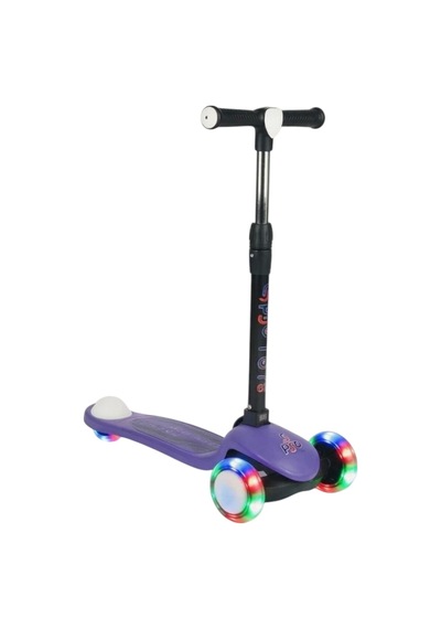 Scooter Pro Katlanabilir 3tekerli Led Işıklı 3kademeli Direksiyon 50kğ Taşıma Kapasiteli 3+yaş Mor
