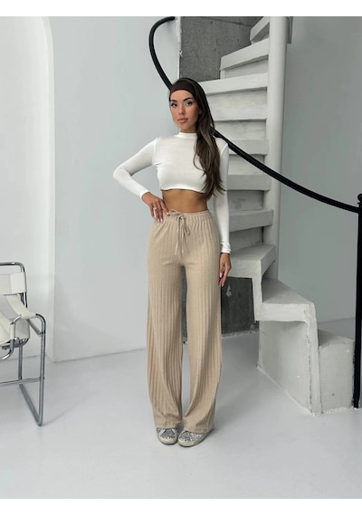 Kazax Fitilli Şardonlu Pantolon Bej A4058 Bej