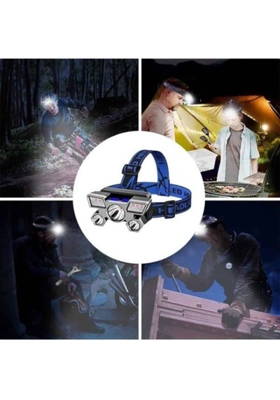 5 Led Far Şarj Edilebilir Güçlü Kafa Lambası Kamp Lambası 4 Modlu