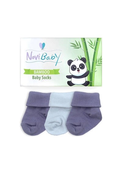 Novibaby 3'lü Bambu Yenidoğan Bebek Çorabı I Cloudy I 0-6 ay "Karışık Renkli"
