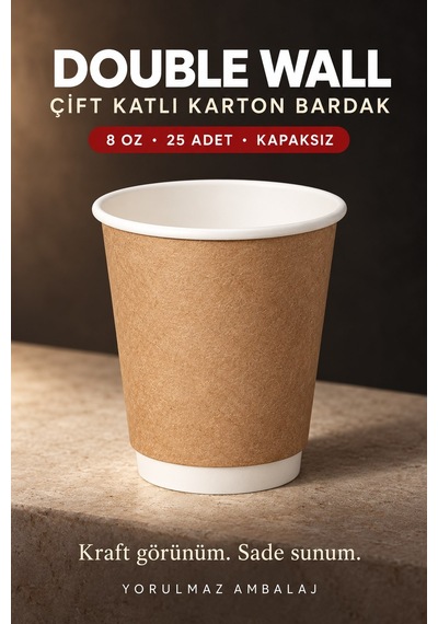 Double Wall Karton Bardak 8 Oz 25 Adet Çift Katmanlı Sıcak İçecek Kağıt Bardak Renkli