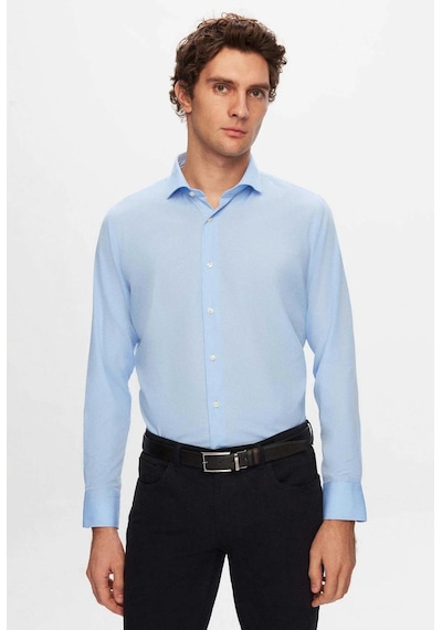Dormen Classics Slim Fit Dar Kesim Klasik Yaka Cepsiz Erkek Gömlek Buz Mavi