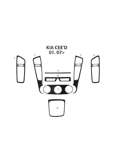 Kia Ceed Torpido Kaplama 2007 8 Parça Siyah Karbon