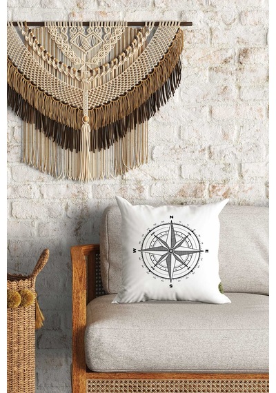Pusula Desenli Çift Yön Dijital Baskılı Dekoratif Kırlent Kılıfı Yastık Kılıfı 39x39cm Çok Renkli