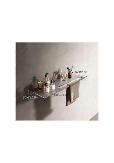 Dekoratif Paslanmaz Çelik Raf, 50cm-30cm 2 Adet Modern Banyo Havlu Askısı Gümüş