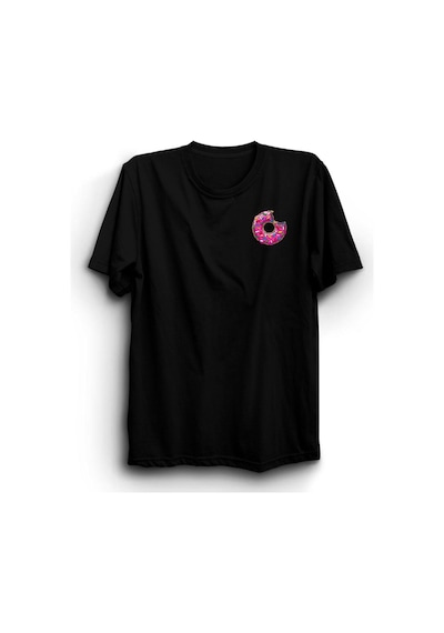 Stoned&Fame Donut Baskılı Unisex T-shirt SIYAH