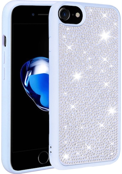 Kilifone - Apple Uyumlu iPhone 7 - Kılıf Parlak Taşlı Tasarımlı Ston Kapak - Mavi Açık
