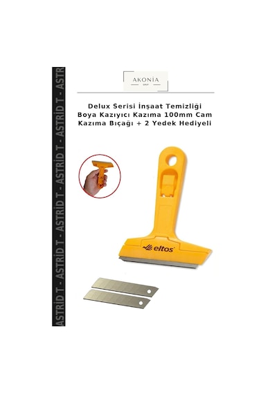 Delux Serisi İnşaat Temizliği Boya Kazıyıcı Kazıma 100mm Cam Kazıma Bıçağı + 2 Yedek Hediyeli