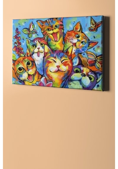 Webstyle Sayılarla Boyama Seti Kasnaklı Neşeli Kediler 60 X 75 Cm