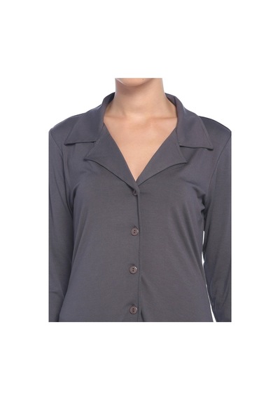 Bulalgiy Kadın Gri Uzun Ceket-Hırka - Bga029712