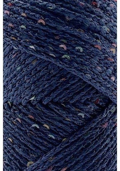 Sensy Paillette Polyester Pullu Makrome İpi Polyester Makrome İp Supla Çanta İpliği Pullu Lacivert