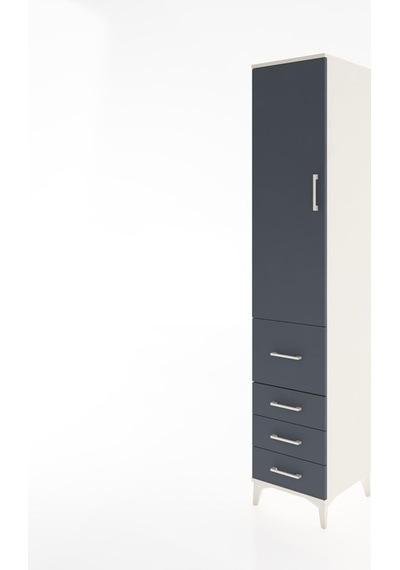 Hyperion Dolap 3 Raflı 4 Çekmeceli Tek Kapaklı 44x44x221 Aytaşı-antrasit Aytası
