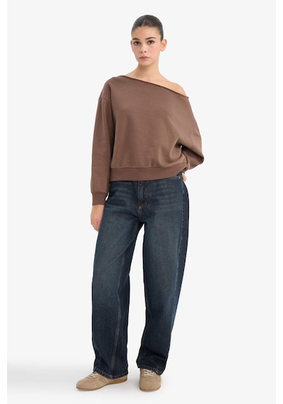 Defacto Oversize Geniş Kalıp Omzu Açık Kalın Sweatshirt G7204ax25cwbn1 Kahve-bn1