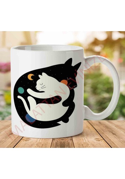 1-1128 Like Cat And Dogs Kedi Köpek İki Tarafı Baskılı Kupa Bardak.jpg