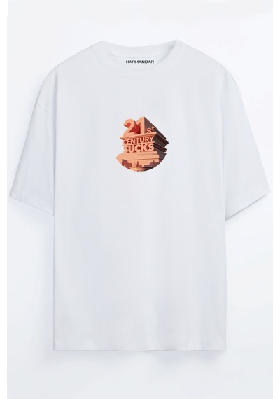 21st Century Sucks Siyah Beyaz Oversize T-shirt Beyaz
