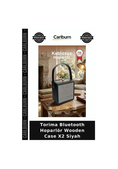 Özel Seri Torima Bluetooth Hoparlör Wooden Case X2 Siyah Piknik Ofis Nostaljik