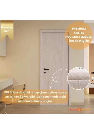 Technosmart 60 500cm Kendinden Yapışkanlı Balıksırtı Desenli Premium Duvar Kağıdı Masa Dolap Kaplama Bej