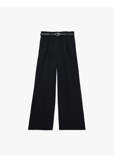Koton Keten Görünümlü Straight Fit Cepli Kemerli Geniş Paça Palazzo Pantolon Siyah 6sak40383pw Koton Keten Görünümlü Straight Fit Cepli Kemerli Geniş Paça Palazzo Pantolon Siyah 6sak40383pw