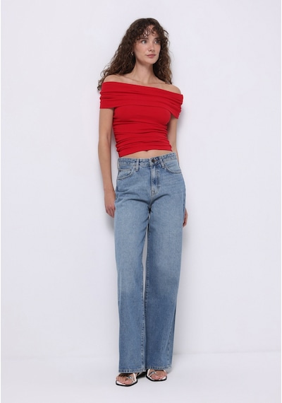 Colins Slim Fit Kayık Yaka Düz Kadın Kirmizi Kolsuz Tişört Cl1074596 Q1.v1 Red Kırmızı