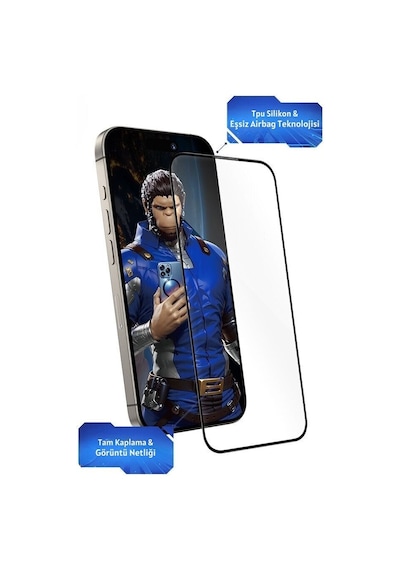 Blueo Apple Uyumlu   iPhone 16 Pro 3d Invisible Airbag Anti-broken Cam Ek