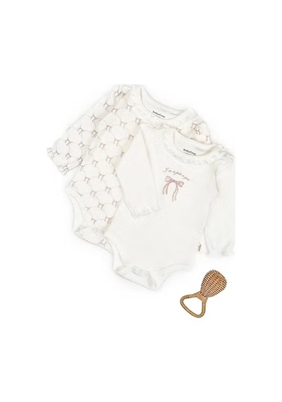 Babycosy Organik Body Uzun Kol 2li Ekru - Pudra-12736 Ekru