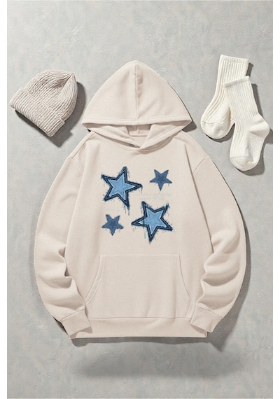 Uyguntarz Unisex Eternal Light Baskılı Oversize Sweatshirt Bej