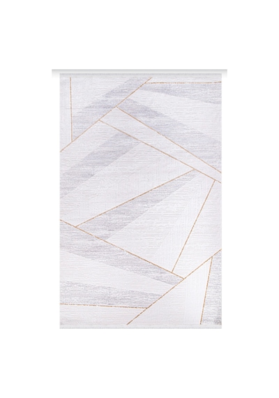 Modern Geometrik Halı Krem Gri Gold Çizgili Akrilik 8 Mm Hav Yüksekliği Salon Yatak Odası Antre Halı