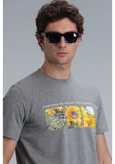 Lufian June Modern Grafik T- Shirt Gri Gri 111020192100150 111020192100150 Gri