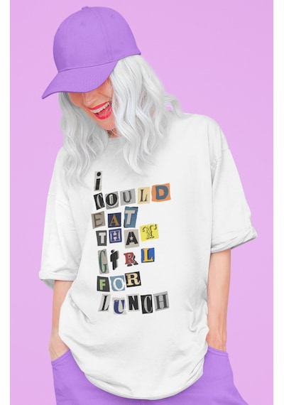 Sevbano I Could Eat That Girl For Lunch Billie Eilish Baskılı Unisex Over Beyaz